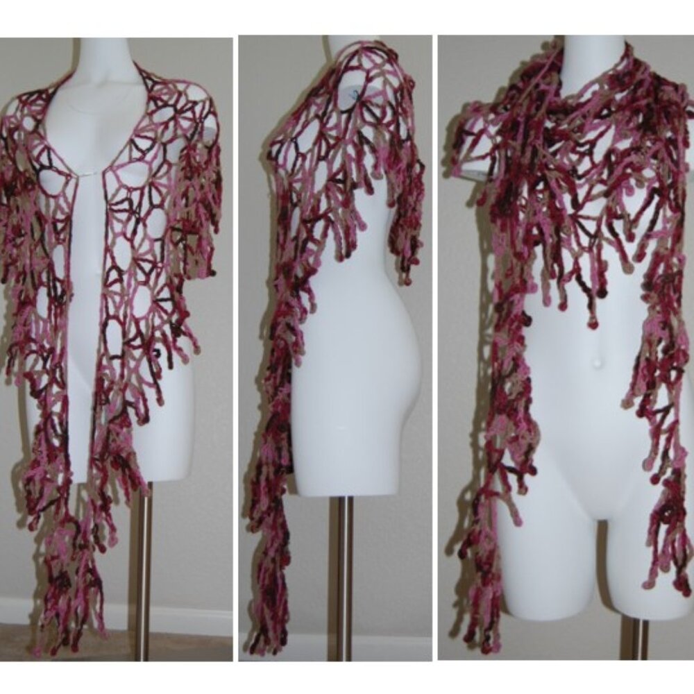 NEW Handmade, 100% Pure New Wool, Allure Wavy V Scarf, 8'L & 2'D